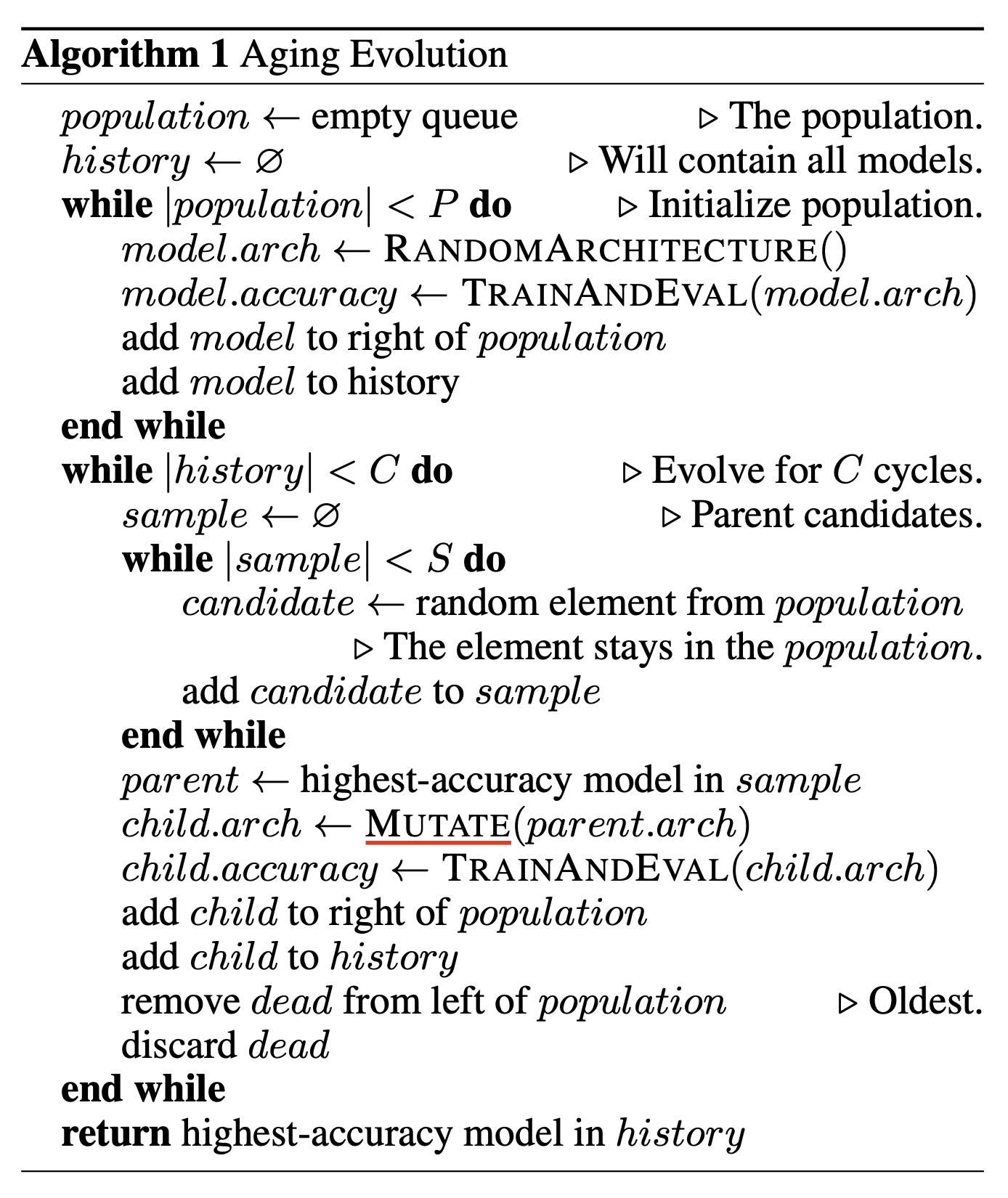 Aging evolution algorithm